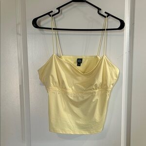 wild fable Pale Yellow Lace-Trim Cowl Camisole